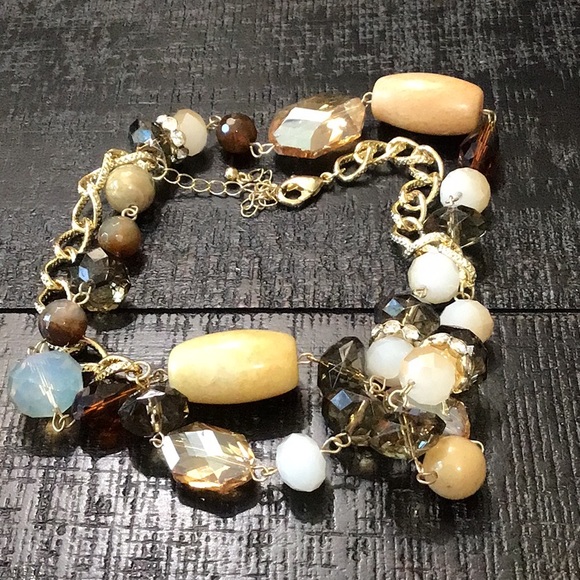 Brand New 31” Long Necklace In Browns & Gold Tone! - Picture 4 of 4